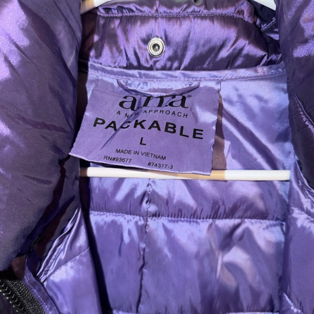 a.n.a Shiny Purple Packable Jacket - Picture 2 of 4